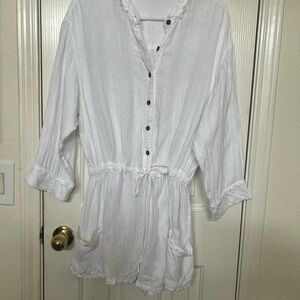 Free People White Button-Down Romper